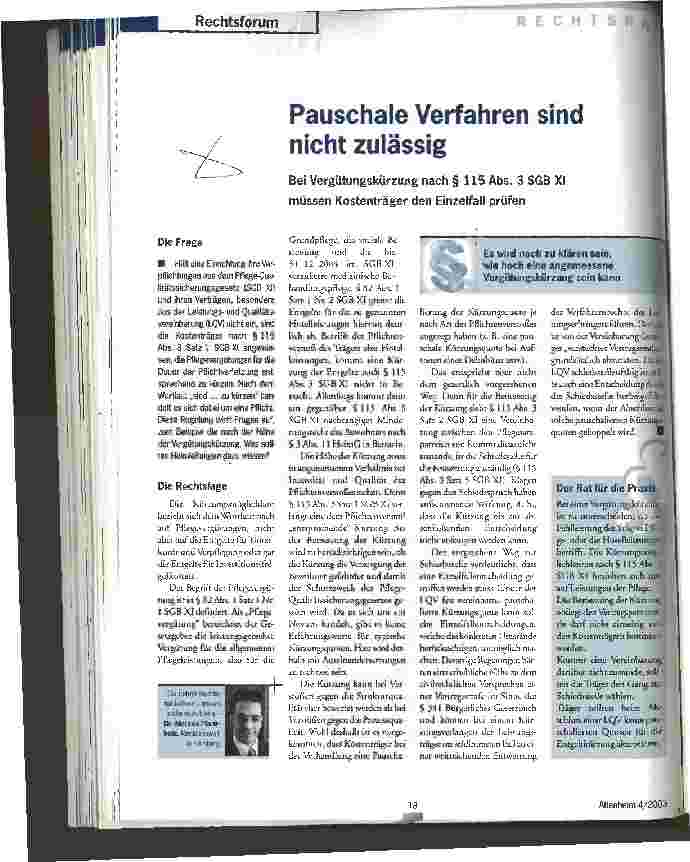 Vorschauseite 1: Pauschale Verfahren sind nicht zulässig