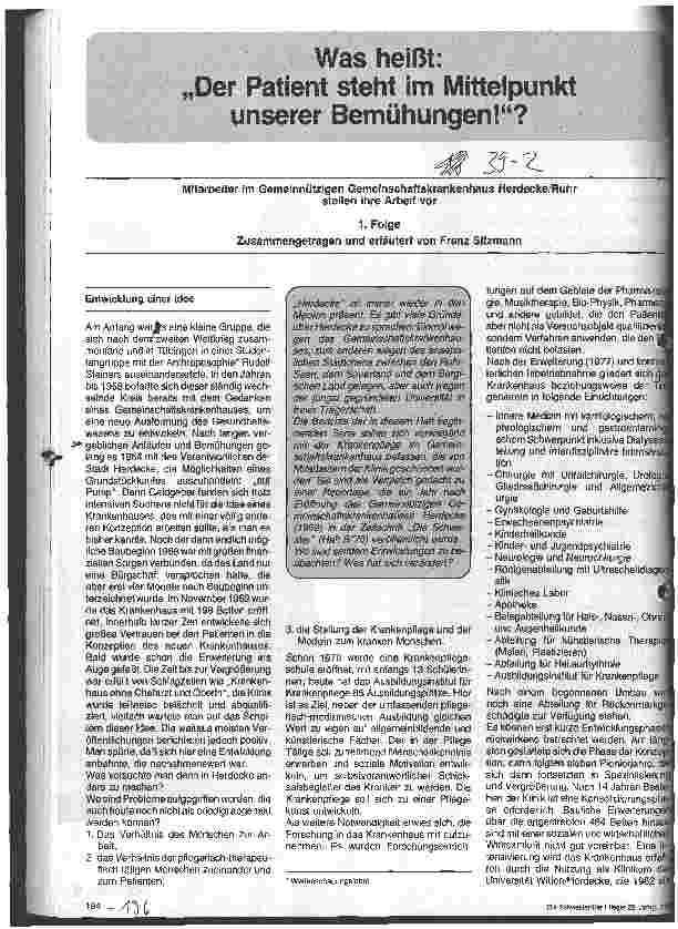 Vorschauseite 1: Was heißt: Der Patient steht im Mittelpunkt unserer Bemühungen !?