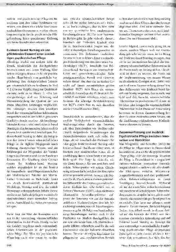 Vorschauseite 5: Rekonzeptionalisierung als wesentliches Element einer qualitativ hochwertigen psychiatrischen Pflege