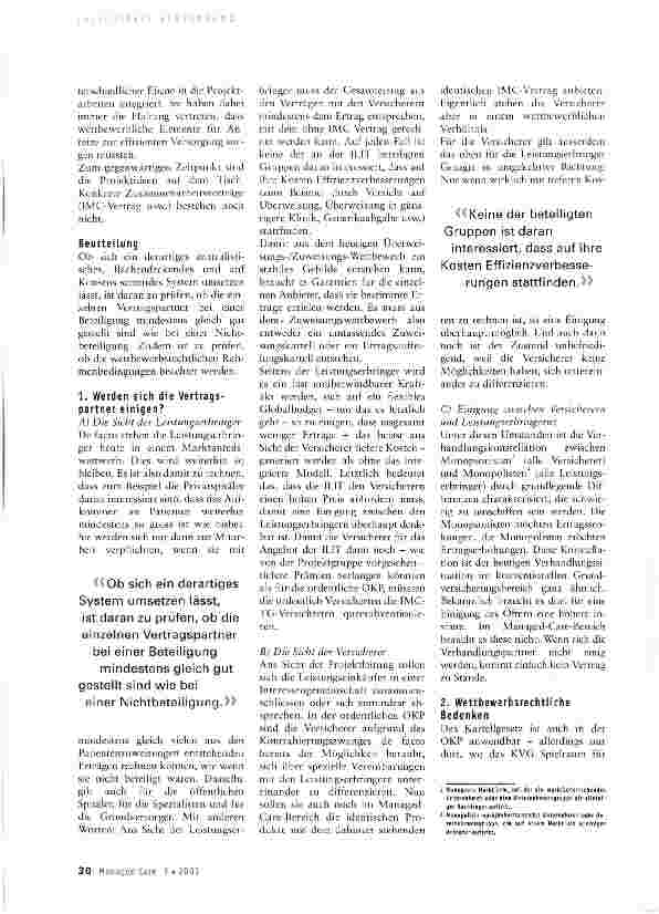 Vorschauseite 2: Integriertes Managed Care Thurgau (IMCTG): Überlegungen aus ökonomischer Sicht