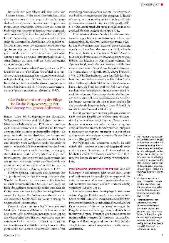 Vorschauseite 2: Die Professionalisierung der Pflege