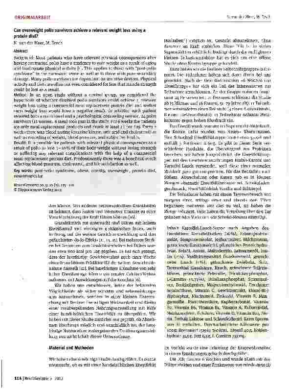 Vorschauseite 2: Können übergewichtige Polio-Überlebende mit Eiweiß abnehmen?