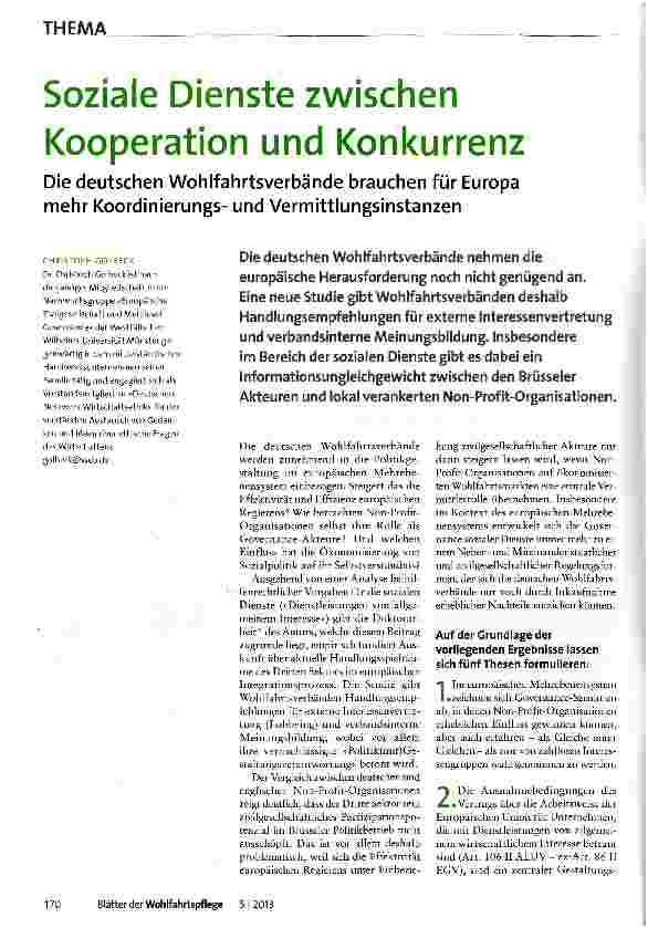 Vorschauseite 1: Soziale Dienste zwischen Kooperation und Konkurrenz