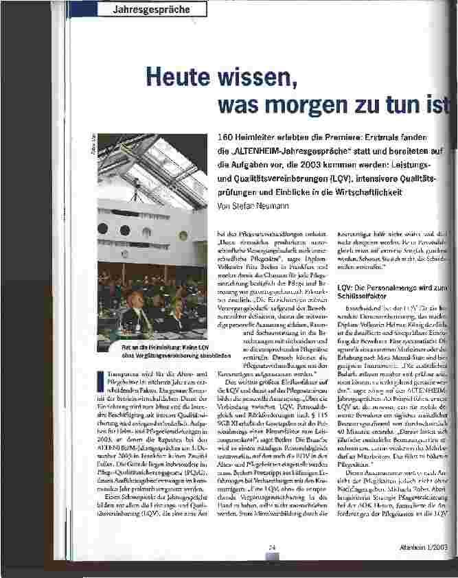 Vorschauseite 1: Heute wissen, was morgen zu tun ist