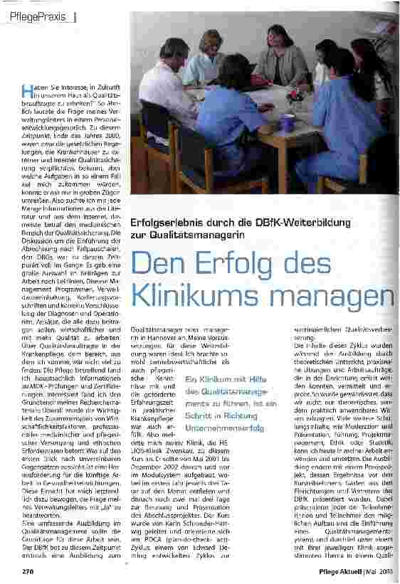 Vorschauseite 1: Den Erfolg des Klinikums managen