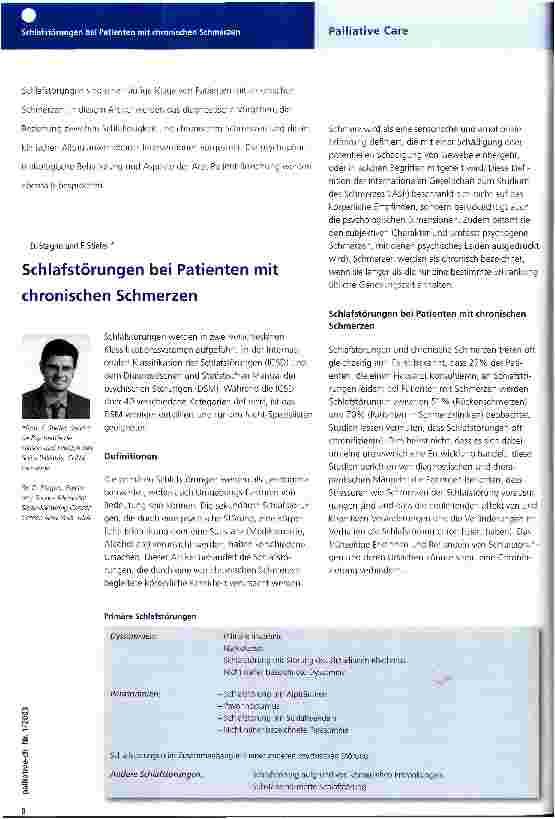 Vorschauseite 1: Schlafstörungen bei Patienten mit chronischen Schmerzen