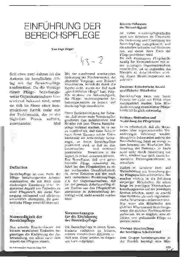 Vorschauseite 1: Einführung der Bereichspflege