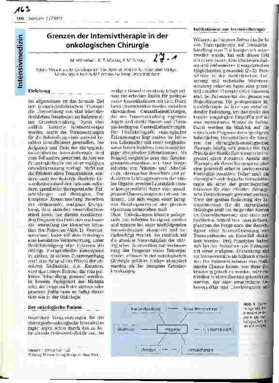 Vorschauseite 1: Grenzen der Intensivtherapie in der onkologischen Chirurgie