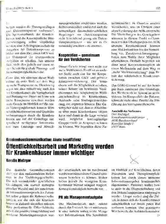 Vorschauseite 4: Optimierte Wettbewerbsordnung der Krankenkassen bringt mehr Wirtschaftlichkeit