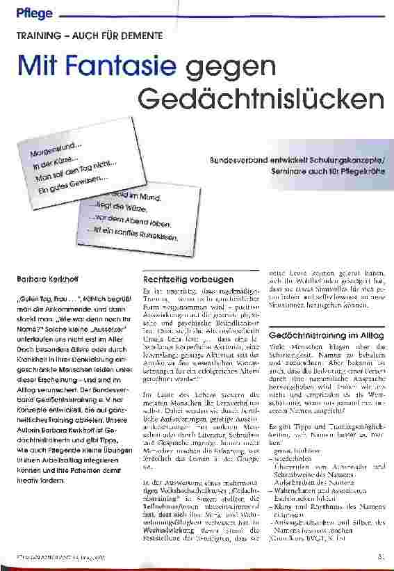 Vorschauseite 1: Mit Fantasie gegen Gedächtnislücken