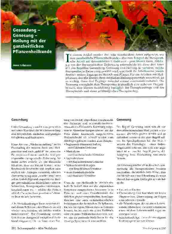 Vorschauseite 1: Gesundung -Genesung -Heilung mit der ganzheitlichen Pflanzenheilkunde
