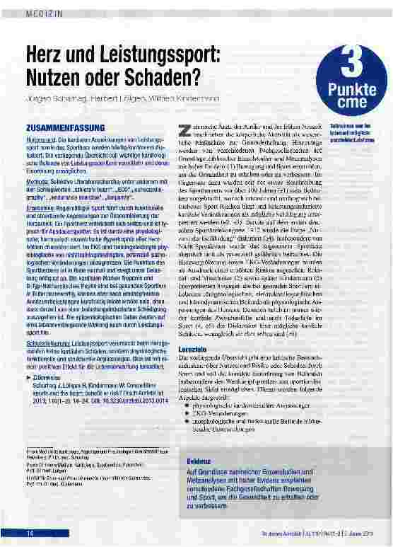 Vorschauseite 1: Herz und Leistungssport: Nutzen oder Schaden?