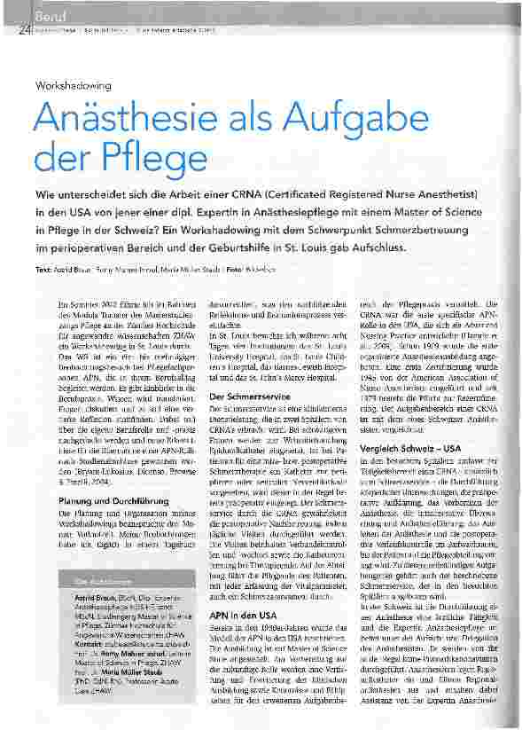 Vorschauseite 1: Anästhesie als Aufgabe der Pflege
