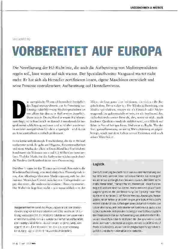 Vorschauseite 1: VORBEREITET AUF EUROPA