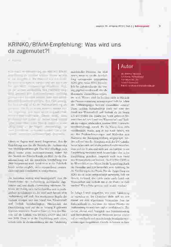 Vorschauseite 1: KRINKO/BfArM-Empfehlung: Was wird uns da zugemutet?!