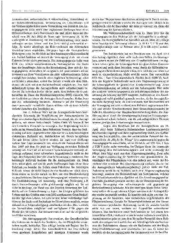 Vorschauseite 2: Krankenversicherungsrecht Versorgungsanspruch; Rollstuhl mit Aufstehfunktion; „Objekt der Pflege; Wirtschaftlichkeitsgebot; Behindertenausgleich; einstweiligen Rechtsschutz