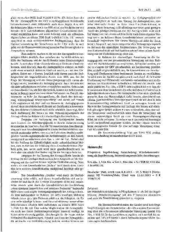 Vorschauseite 4: Krankenversicherungsrecht Versorgungsanspruch; Rollstuhl mit Aufstehfunktion; „Objekt der Pflege; Wirtschaftlichkeitsgebot; Behindertenausgleich; einstweiligen Rechtsschutz