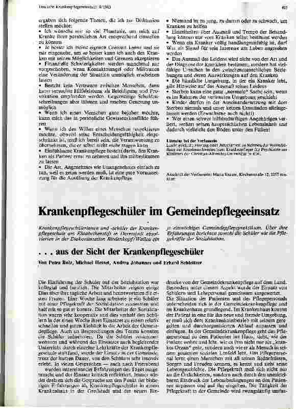 Vorschauseite 6: Kranken den Willen lassen Versuch einer individuellen häuslichen Krankenpflege