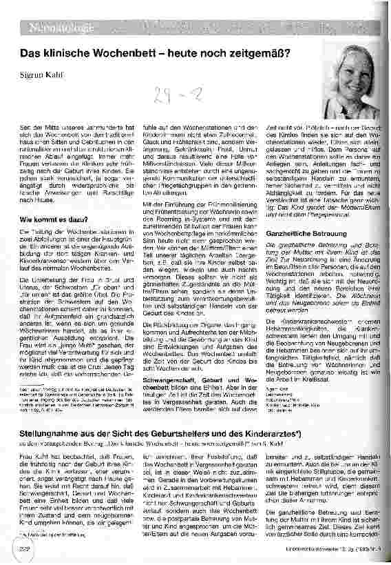 Vorschauseite 1: Das klinische Wochenbett - heute noch zeitgemäß?