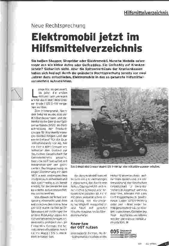 Vorschauseite 1: Elektromobil jetzt im Hilfsmittelverzeichnis