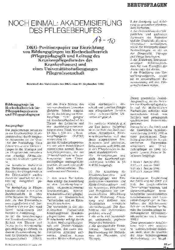 Vorschauseite 1: Noch einmal: Akademisierung des Pflegeberufes