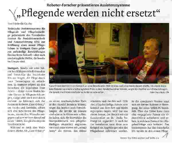 Vorschauseite 1: Pflegende werden nicht ersetzt