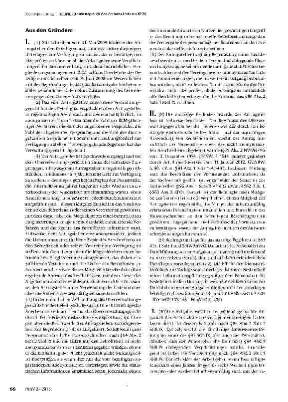 Vorschauseite 2: Informationsanspruch des Personalrats im BEM
