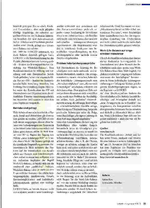 Vorschauseite 2: Work-Life-Balance ist (auch) eine Frage betrieblicher Leistungspolitik