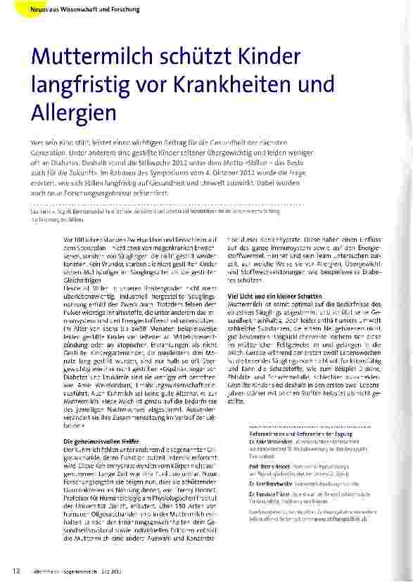 Vorschauseite 1: Muttermilch schützt Kinder langfristig vor Krankheiten und Allergien