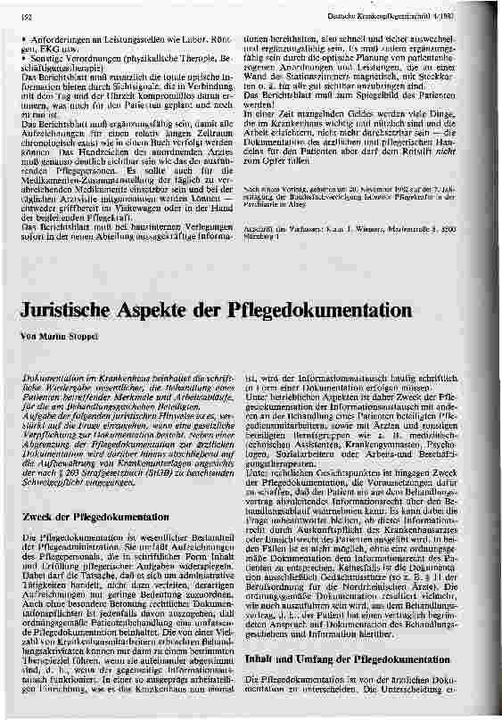 Vorschauseite 1: Juristische Aspekte der Pflegedokumentation