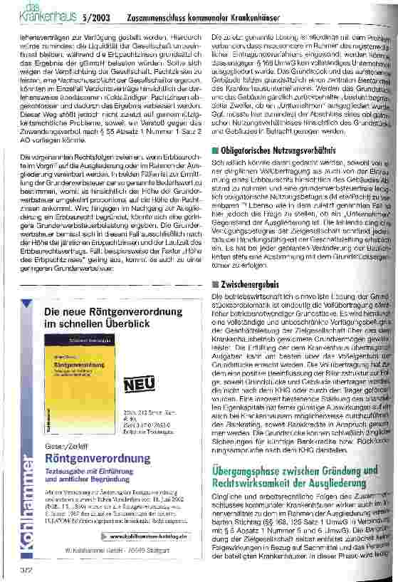Vorschauseite 4: Der Zusammenschluss kommunaler Krankenhäuser in einer gemeinnützigen GmbH Gesellschaftliche, steuerrechtliche und arbeitsrechtliche Aspekte