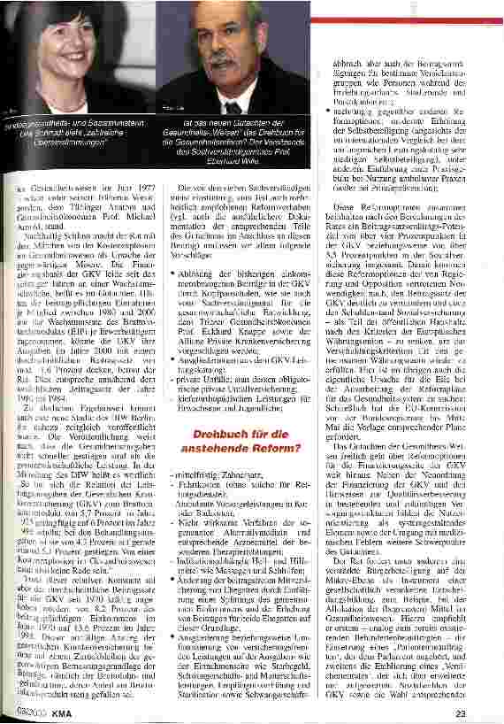 Vorschauseite 2: Reform-Drehbuch Gesundheitsreform 2003/2004 / Sachverständigenrats-Gutachten