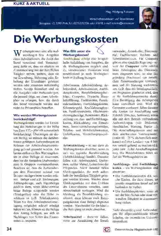 Vorschauseite 1: Die Werbungskosten