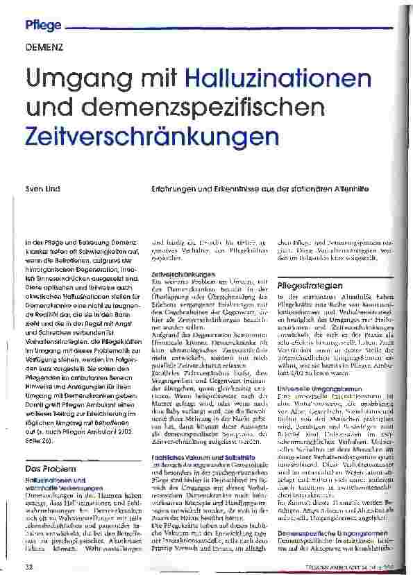 Vorschauseite 1: Umgang mit Halluzinationen und demenzspezifischen Zeitverschränkungen