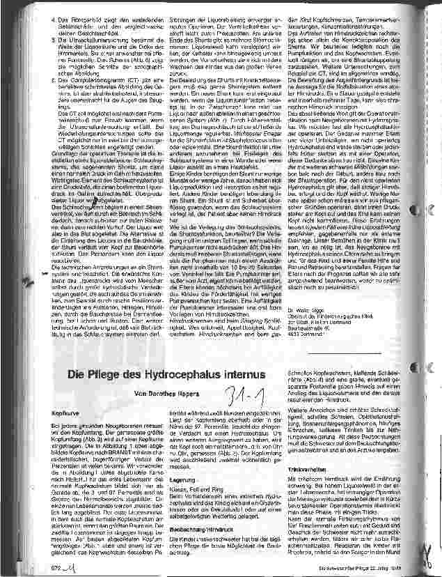 Vorschauseite 1: Die Pflege des Hydrocephalus internus