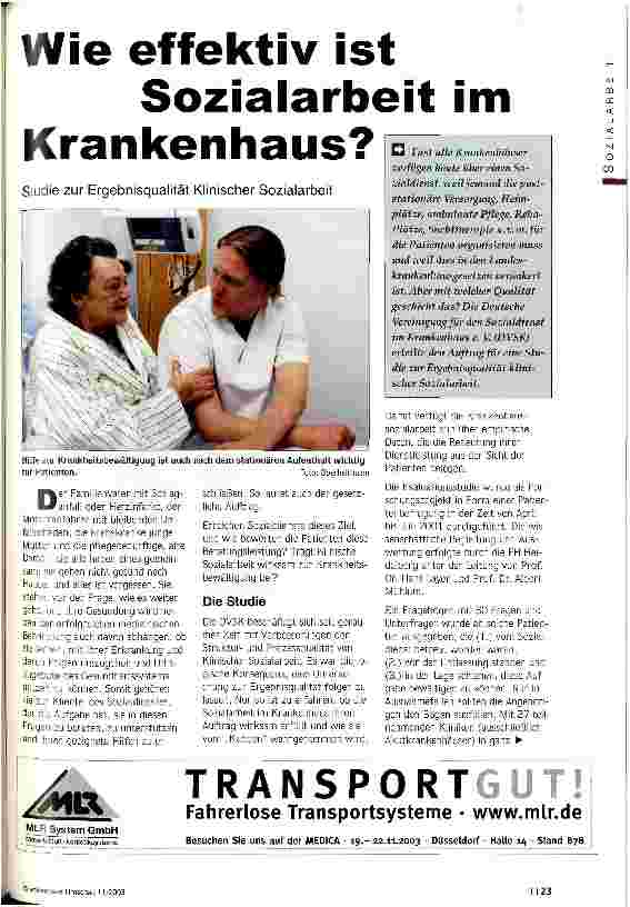 Vorschauseite 1: Wie effektiv ist Sozialarbeit im Krankenhaus? Studie zur Ergebnisqualität Klinischer Sozialarbeit