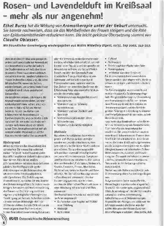 Vorschauseite 1: Rosenund Lavendelduft im Kreißsaal - mehr als nur angenehm!