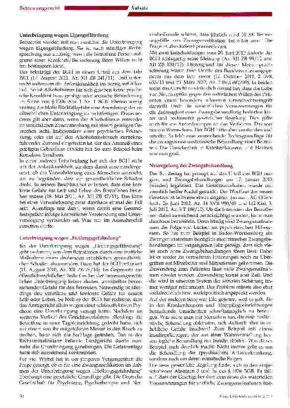 Vorschauseite 2: Unterbringung und freiheitsentziehende Maßnahmen: Aktuelle Entscheidungen provozieren wichtige Gesetzesänderung!