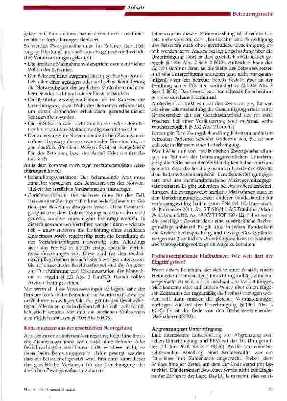 Vorschauseite 3: Unterbringung und freiheitsentziehende Maßnahmen: Aktuelle Entscheidungen provozieren wichtige Gesetzesänderung!