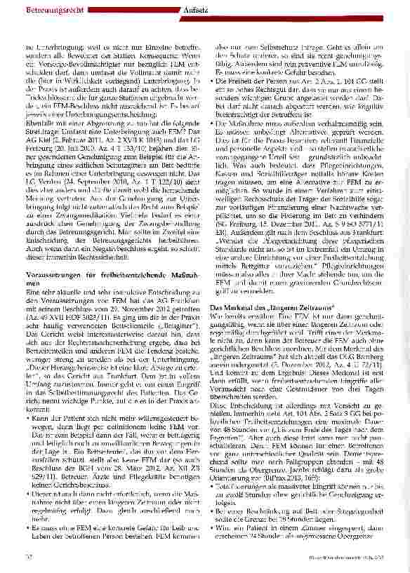 Vorschauseite 4: Unterbringung und freiheitsentziehende Maßnahmen: Aktuelle Entscheidungen provozieren wichtige Gesetzesänderung!