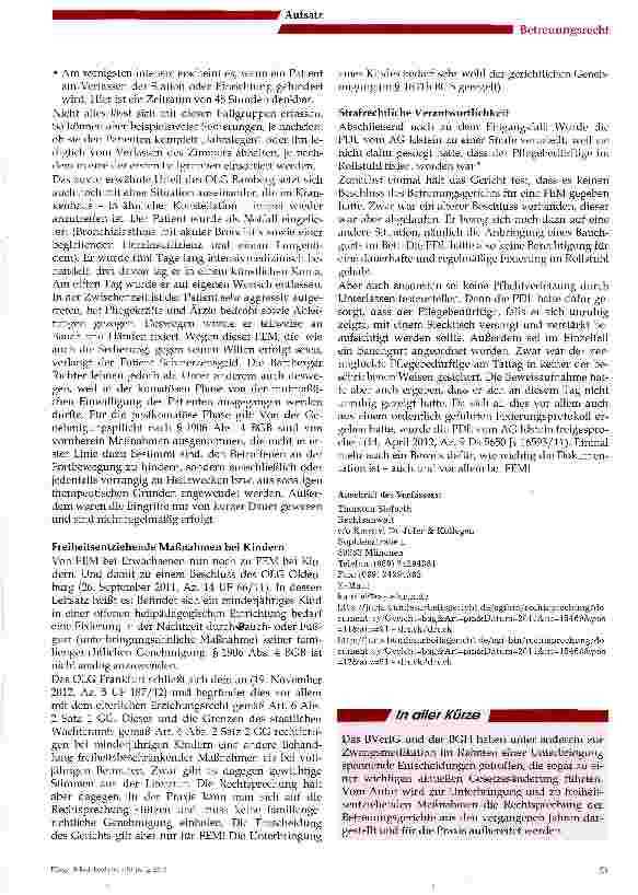 Vorschauseite 5: Unterbringung und freiheitsentziehende Maßnahmen: Aktuelle Entscheidungen provozieren wichtige Gesetzesänderung!
