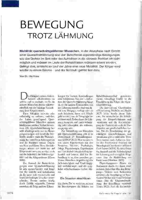 Vorschauseite 1: BEWEGUNG TROTZ LÄHMUNG