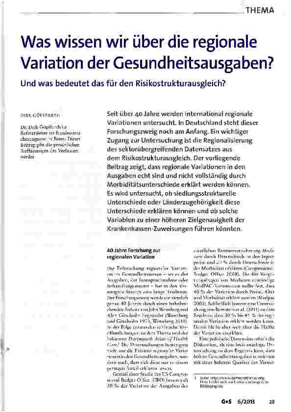 Vorschauseite 1: Was wissen wir über die regionale Variation der Gesundheitsausgaben?