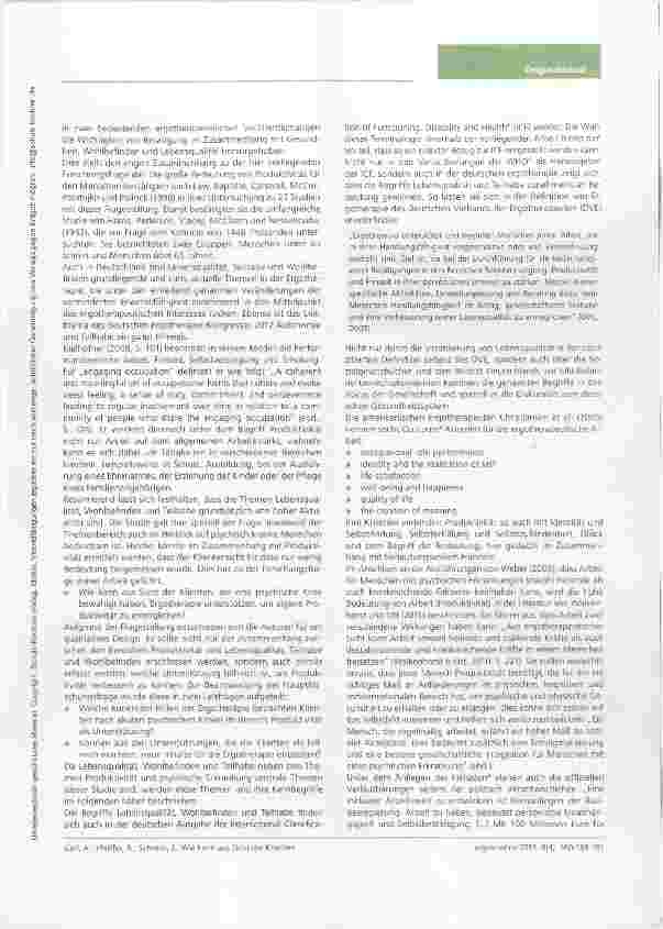 Vorschauseite 2: Wie kann aus Sicht der Klienten, die eine psychische Krise bewältigt haben, Ergotherapie unterstützen, um eigene Produktivität zu ermöglichen?