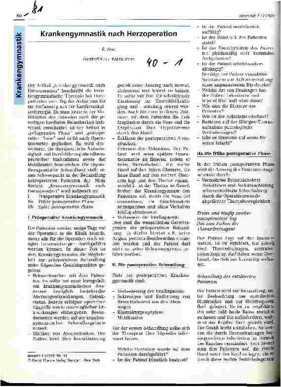 Vorschauseite 1: Krankengymnastik nach Herzoperationen