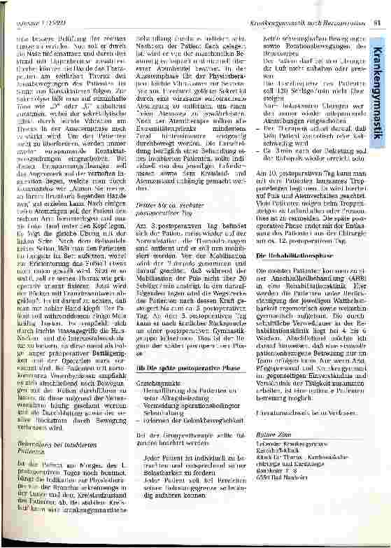 Vorschauseite 2: Krankengymnastik nach Herzoperationen