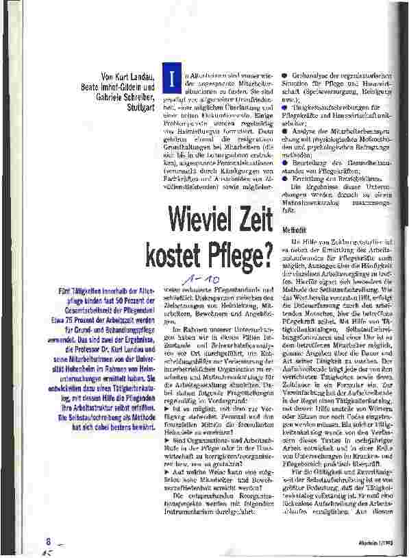 Vorschauseite 1: Wieviel Zeit kostet Pflege?