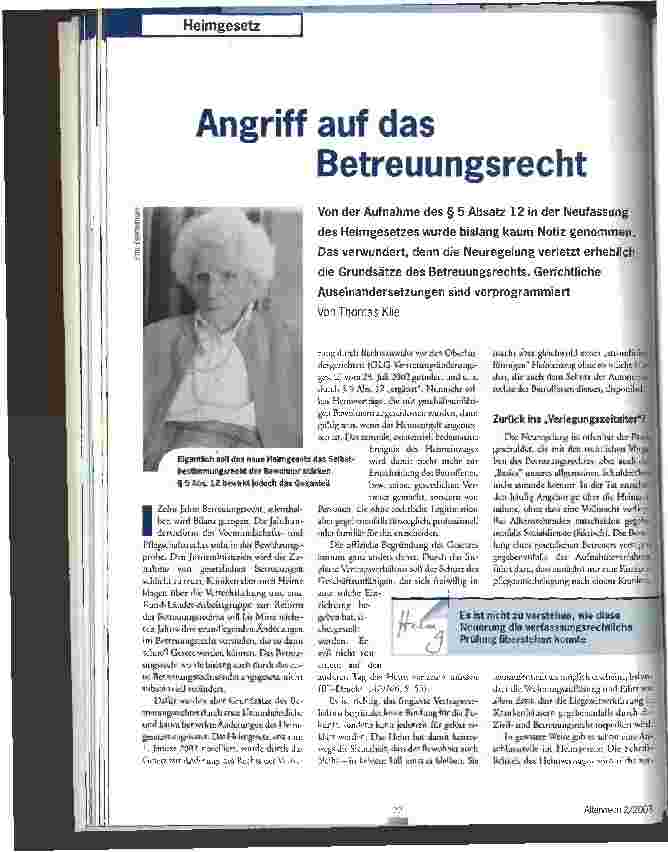Vorschauseite 1: Angriff auf das Betreuungsrecht