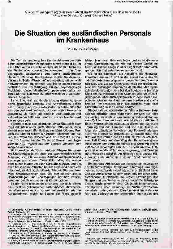 Vorschauseite 1: Die Situation des ausländischen Personals im Krankenhaus