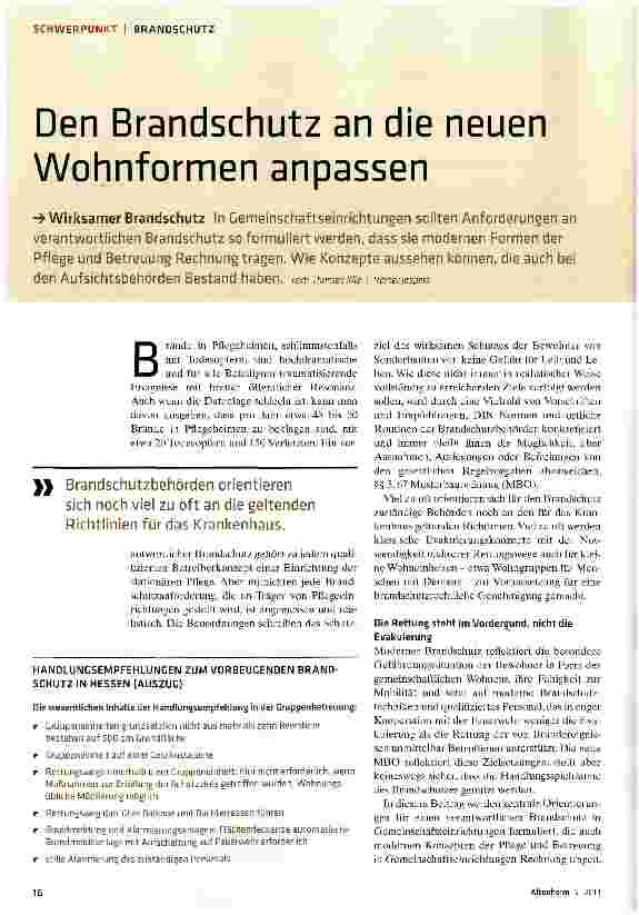 Vorschauseite 1: Den Brandschutz an die neuen Wohnformen anpassen